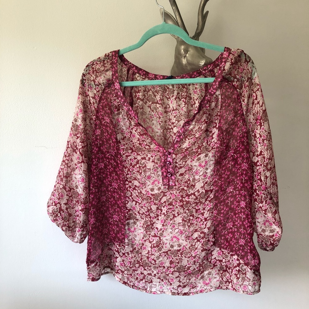 American eagle outfitters sheer floral blouse